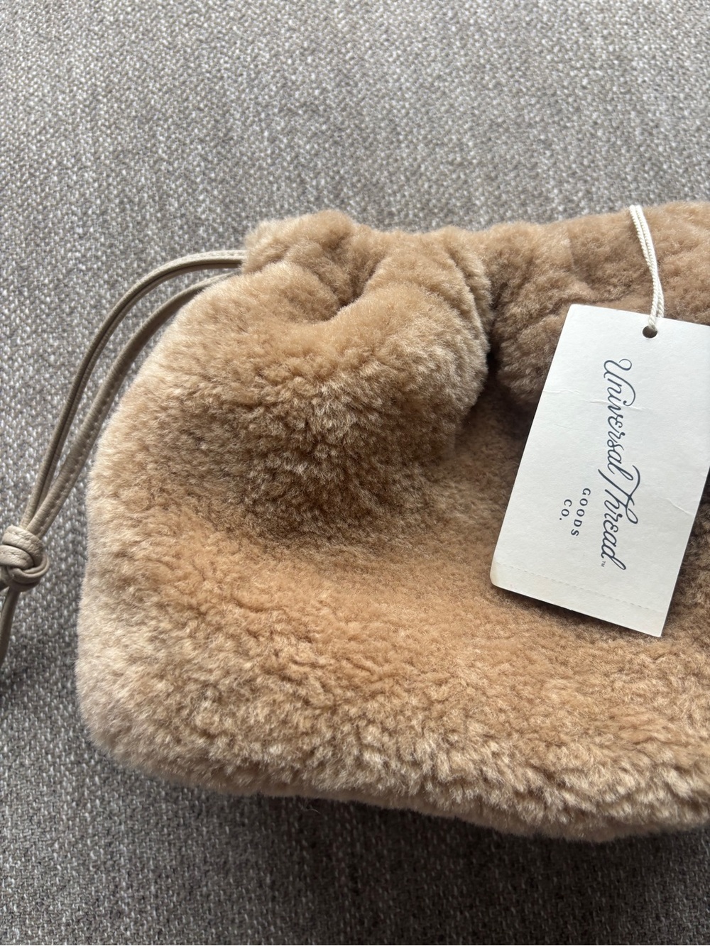 Universal Thread Tan Faux-Shearling Drawstring Mini Bag - Picture 2 of 11